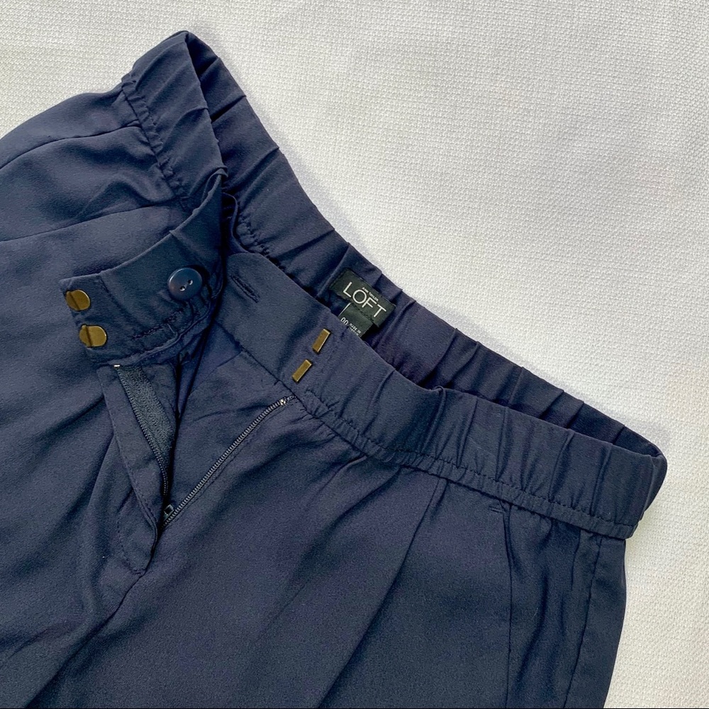 Loft Long Navy Polyester Dress Shorts